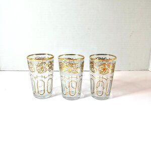 Vtg Fath Moroccan tea glasses white and gold